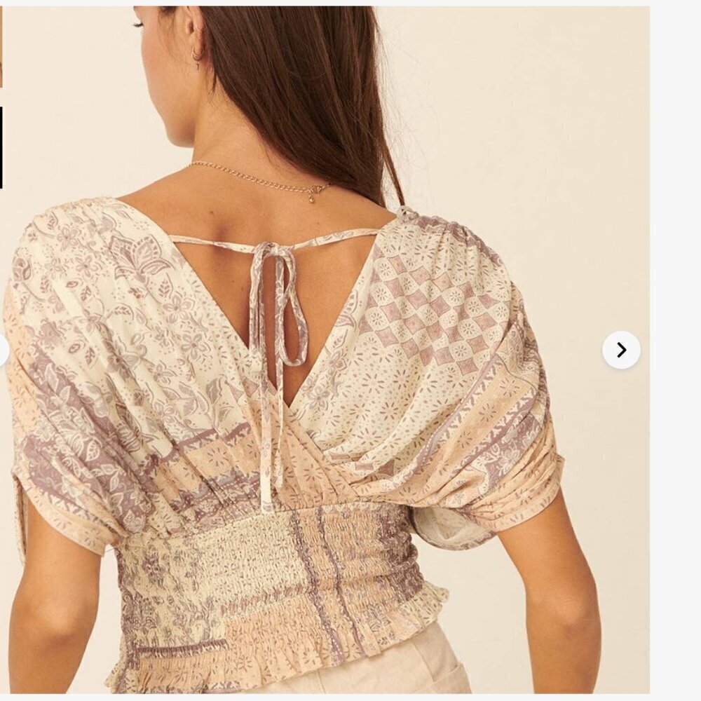 NEW NWT Promesa Small Blush Floral Patchwork Kimono Blouse